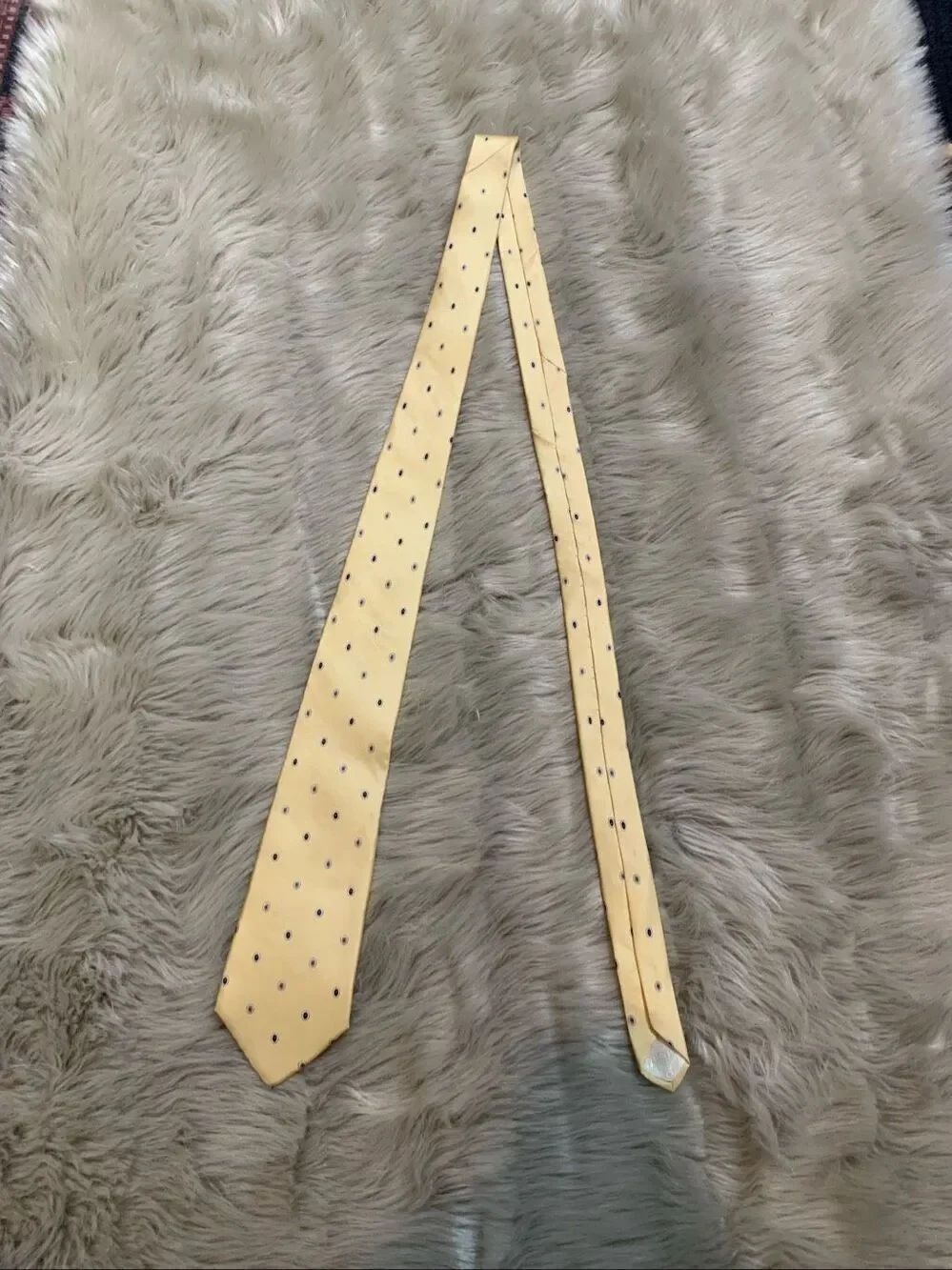 Christian Dior Yellow and Blue Patterned Silk Tie